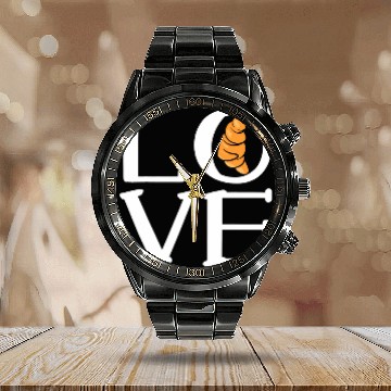 Discover French Cuisine Bread Brunch Crescent Butter Baker Croissant Calendar Steel Band Watch