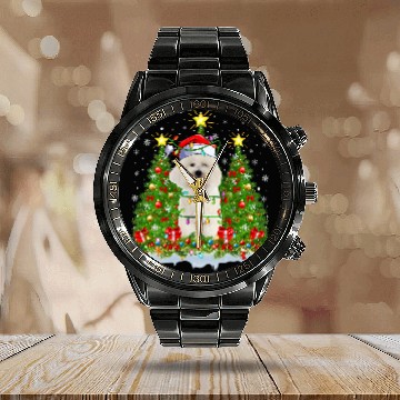 Discover Bichon Pet Frise Lighting xmass Tree Bichon Frise Christmas Calendar Steel Band Watch