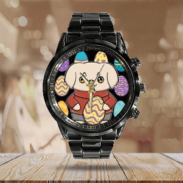 Discover Golden Retriever Pet Anime Dog Easter Egg Hunt Calendar Steel Band Watch