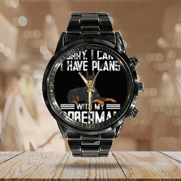 Discover Doberman Pet Pinscher Dog Dobie 1 Zip Calendar Steel Band Watch