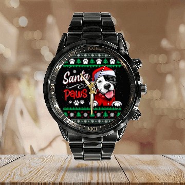 Discover Pitbull Pet Ugly Sweater Christmas Puppy Santa Paws 322 Baseball Tees Calendar Steel Band Watch