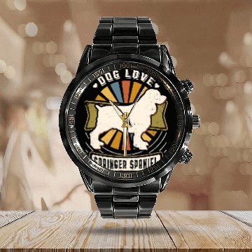 Discover English Springer Spaniel Pet vintages Classic Retro Zip Calendar Steel Band Watch
