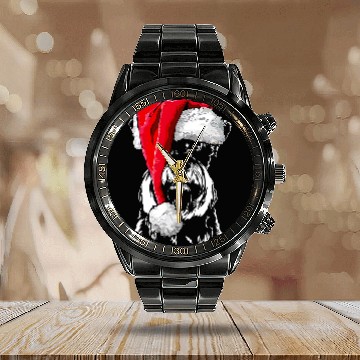 Discover Schnauzer Pet Santa Christmas Dog T Calendar Steel Band Watch