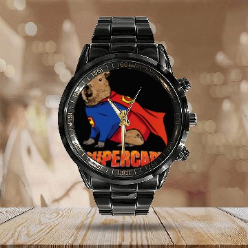 Discover capybaras Mammal Supercapy capybaras Funny Capibara Baseball Tees Calendar Steel Band Watch