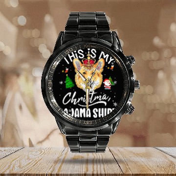 Discover Corgi Pet Dog Christmas Tree Santa Hat Decorations xmass 218 Baseball Tees Calendar Steel Band Watch