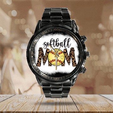 Discover Softball Gift Mom Leopard Bleached Womens Mothers Day 34 Calendar Steel Band Watch