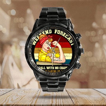 Discover Softball Gift Mom Weekend ForecastFunnyPlayer BallerMom Love Vintage Calendar Steel Band Watch
