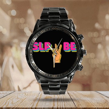 Discover SLP to Be Student Future Speech Therapy Pathologist Zip Calendar Steel Band Watch
