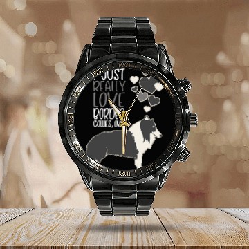 Discover Border Collie Pet Lover I Just Really Love Border Collies Calendar Steel Band Watch