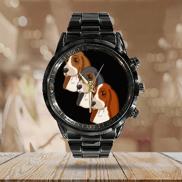 Discover Basset Hound Pet 666 Calendar Steel Band Watch