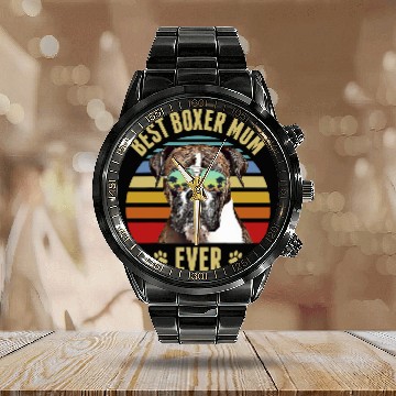 Discover Boxer Pet bests Dog Mom Ever Retro Sunset Beach Vibe 243 Baseball Tees Calendar Steel Band Watch