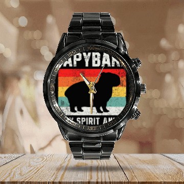Discover capybaras Mammal Retro Vintage Baseball Tees Calendar Steel Band Watch