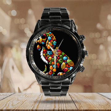 Discover Cavalier Pet King Charles Spanie Colorful Easter Egg Mens Womens Baseball Tees Calendar Steel Band Watch