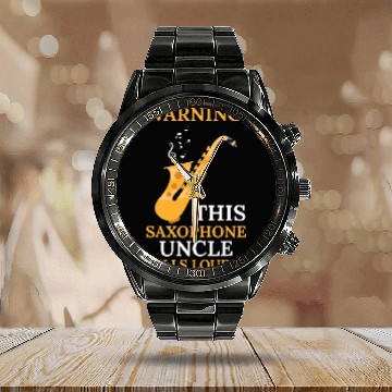Discover Funny Saxophone warning this saxophone uncle music Baseball Tees Calendar Steel Band Watch