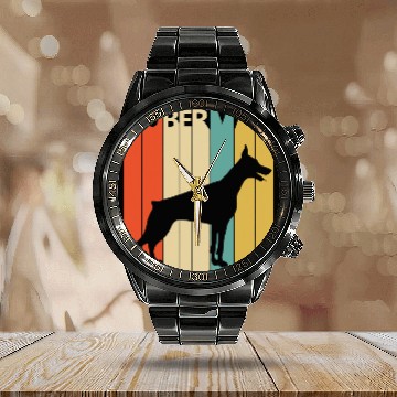 Discover Doberman Pet Pinscher Dog 67 Calendar Steel Band Watch
