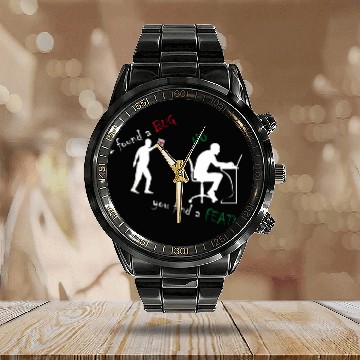 Discover Fun programmer computer science for IT and technicians Calendar Steel Band Watch