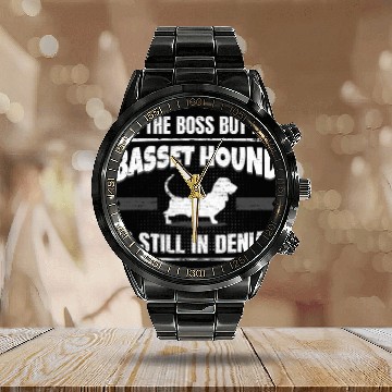 Discover Basset Hound Pet 8 Calendar Steel Band Watch