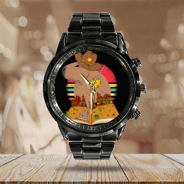 Discover capybaras Mammal Sheriff Retro 70s Sunset Western Baseball Tees Calendar Steel Band Watch