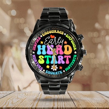 Discover Early Head Start Squad homesschool Teacher Headstart Calendar Steel Band Watch