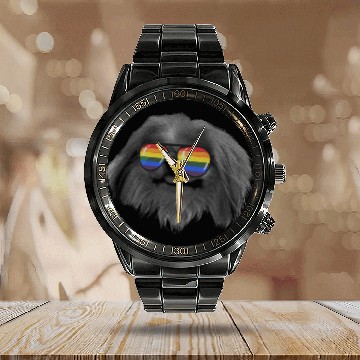 Discover Pekingese Pet Pride Month Pekingese Rainbow Flag Baseball Tees Calendar Steel Band Watch