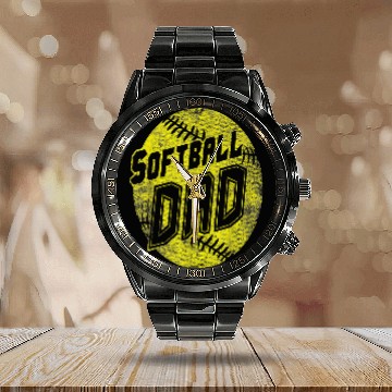 Discover Sport Softball Dad Fastpitch Fathers Day Calendar Steel Band Watch