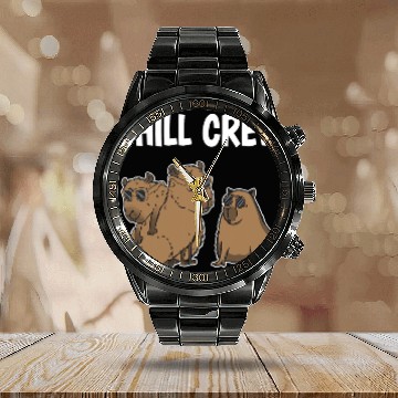 Discover capybaras Mammal Rodent capybaras Chill Crew Calendar Steel Band Watch