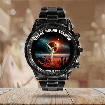 Discover Hello Darkness My Old Friend Eclipse Astronaut Space Mars Calendar Steel Band Watch