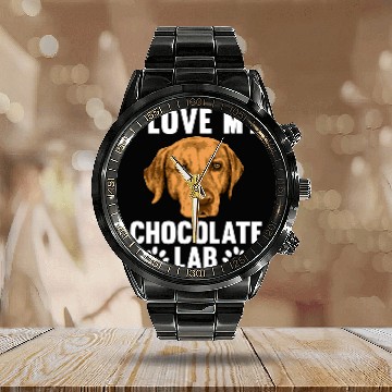 Discover Labrador Pet Chocolate Lab Design For Men Women Calendar Steel Band Watch