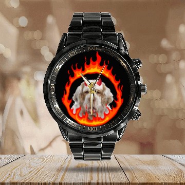 Discover Clumber Spaniel Pet Devil Dog Calendar Steel Band Watch