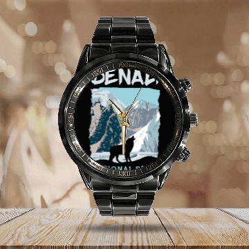 Discover Coyote Mammal Denali National Park US wolfs Alaska Wolves Calendar Steel Band Watch