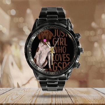 Discover German Shorthaired Pet Apparel GSP Dog Lovers 7 Calendar Steel Band Watch