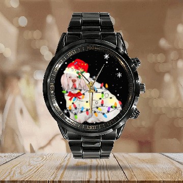 Discover Clumber Spaniel Pet christmas light xmass mom dad s Baseball Tees Calendar Steel Band Watch