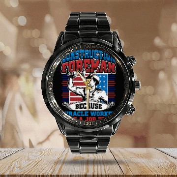 Discover Mens Construction Foreman Job Title Miracle Worker Construction Baseball Tees Calendar Steel Band Watch