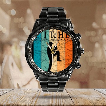 Discover Sport Baseball Periodic Table Elements Nerd Baseball Pitcher Retro Calendar Steel Band Watch