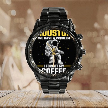 Discover Houston Outer Space Coffee We Have A Problem Astronau Zip Calendar Steel Band Watch