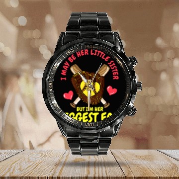Discover Sport Softball Little Sister Calendar Steel Band Watch