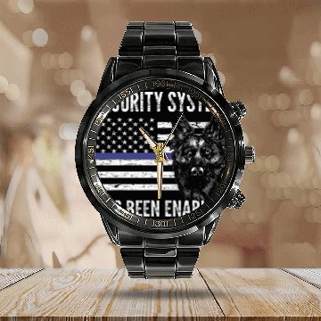 Discover K9 Pet security system has been enabled k9 officer Calendar Steel Band Watch