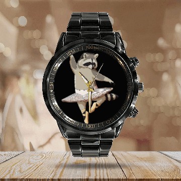 Discover Funny Ballet Dancer Ballerina Raccoon Baseball Tees Calendar Steel Band Watch
