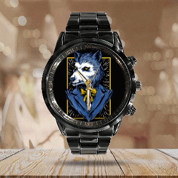 Discover Coyote Mammal Elegant wolfs character Baseball Tees Calendar Steel Band Watch