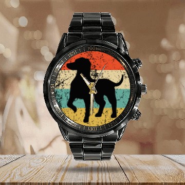 Discover German Shorthaired Pet Retro German Shorthaired Pointer Dog Breed Icon Calendar Steel Band Watch