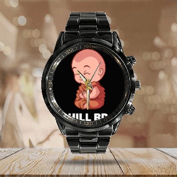 Discover Smiling Buddha Monk Chill Bro Yoga Calendar Steel Band Watch