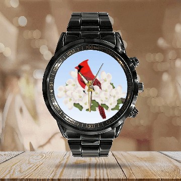 Discover Cardinal Bird Birdlover Birdwatcher Biologist Ornithologist Calendar Steel Band Watch