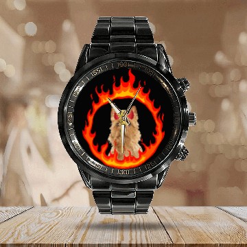 Discover Australian Shepherd Pet Devil Dog Calendar Steel Band Watch