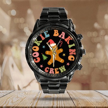 Discover Cookie Baking Crew Christmas Festive Holiday Baking Design Calendar Steel Band Watch