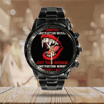Discover Vampire Construction Worker Halloween Foreman Scary Mason Calendar Steel Band Watch