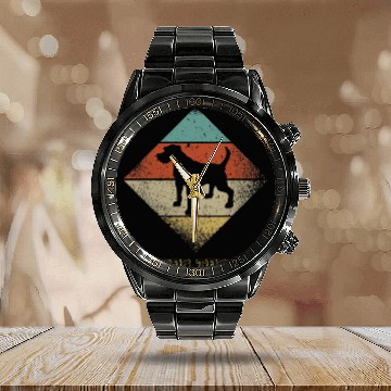 Discover Border Terrier Pet Vintage Retro 1970s Dog Breed Calendar Steel Band Watch