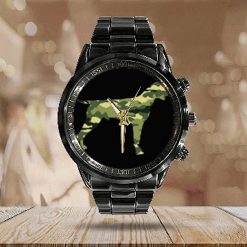 Discover German Shorthaired Pet Camo Camouflage Calendar Steel Band Watch