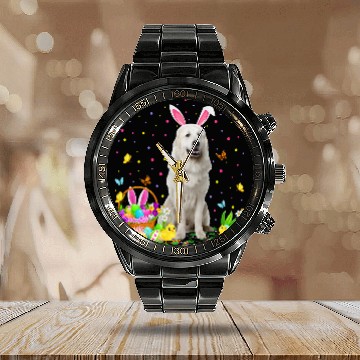 Discover Pyrenees Pet Funny Easter Egg Hunting Great Pyrenees Dog Easter Sunday 7 Baseball Tees Calendar Steel Band Watch