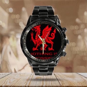 Discover Sport Rugby Dragon Nothing Is Impossible Welsh Rugby Union Dragon Baseball Tees Calendar Steel Band Watch
