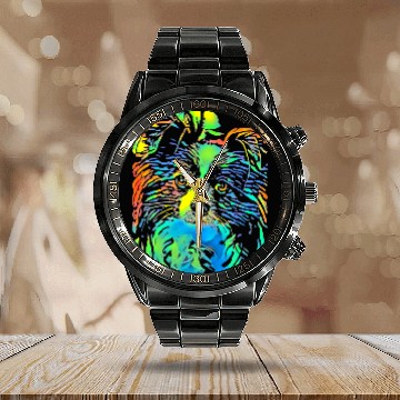 Discover Papillon Pet Face Puppy Pop Art Calendar Steel Band Watch